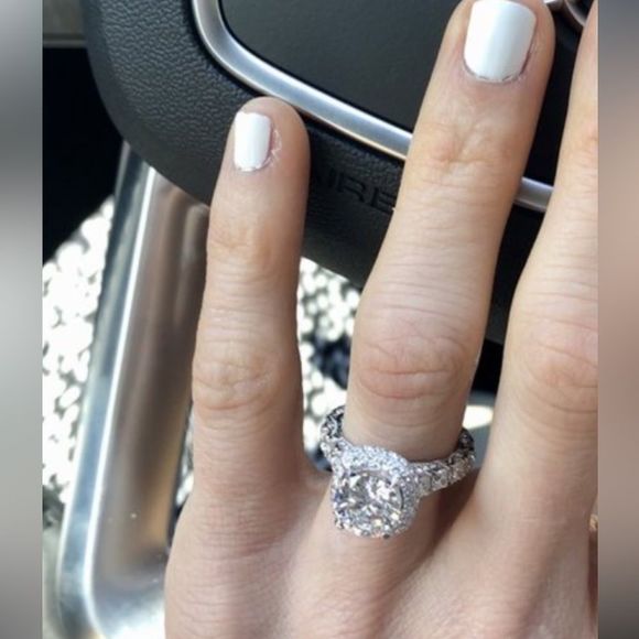 4CT HALO ROUND BRILLIANT CUT CATHEDRAL LAB GROWN DIAMOND SIZE 8 - Picture 6 of 7